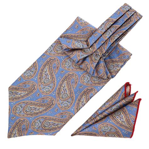 Luxury Men S Silk Paisley Floral Jacquard Ascot Necktie Set With