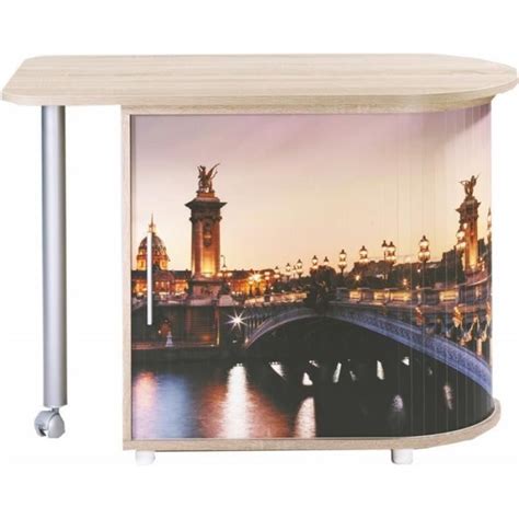 Table pivotante chêne naturel imprimé pont de Paris Cool Cdiscount Maison