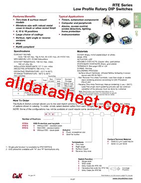 RTE V01 Datasheet PDF C K Components