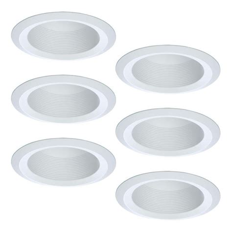 Halo E26 6 In White Recessed Lighting Full Cone Baffle With Self Flanged White Trim Ring 6