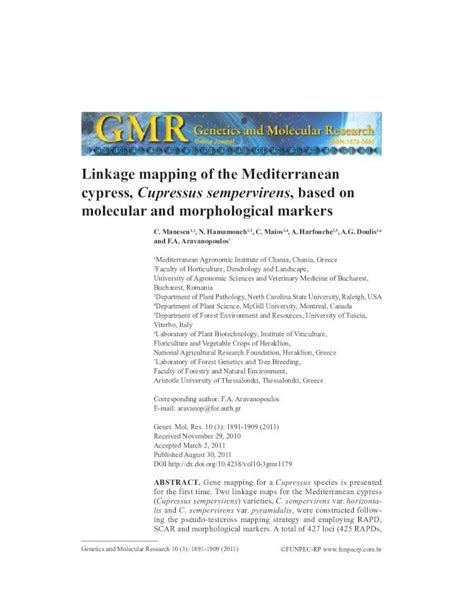 Pdf Linkage Mapping Of The Mediterranean Cypress Cupressus