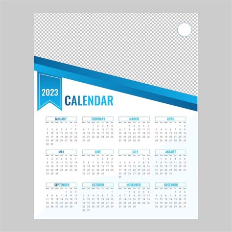 Premium Vector 2023 Calendar Blue Color