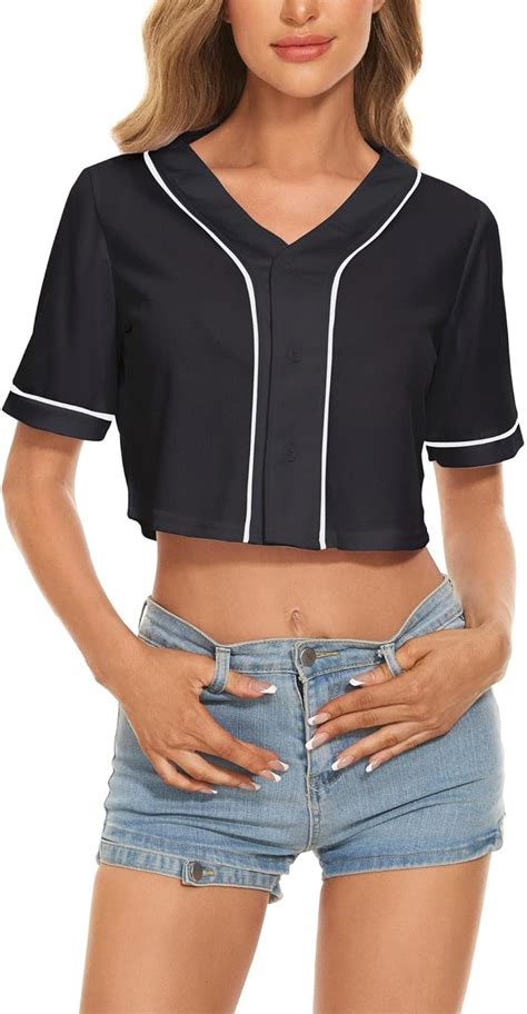 Mowbeat Womens Baseball Jersey Button Down T Shirts Short