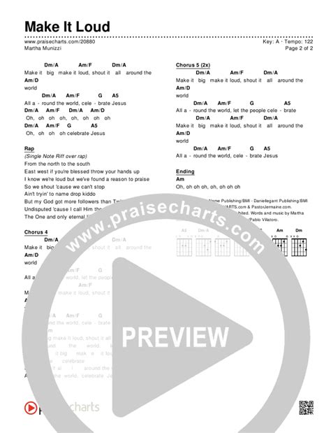 Make It Loud Chords PDF Martha Munizzi PraiseCharts