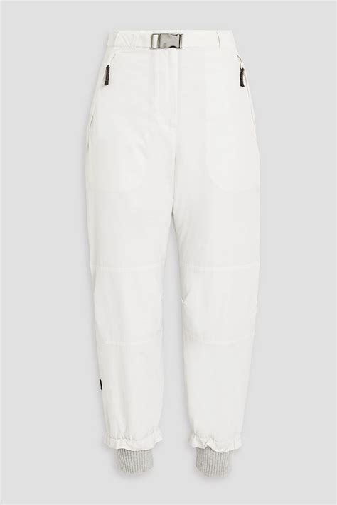 BRUNELLO CUCINELLI Cropped Bead Embellished Padded Shell Tapered Pants