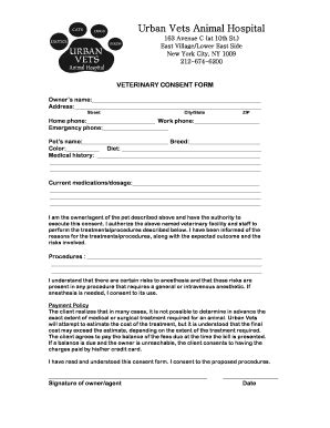 Veterinary Consent Form Template Fill Online Printable Fillable