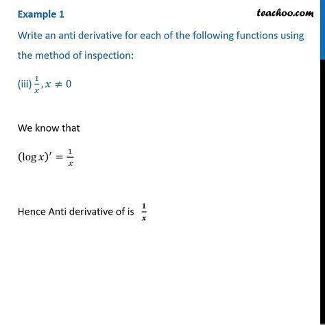 Example Iii Write Anti Derivative For X Integration Class