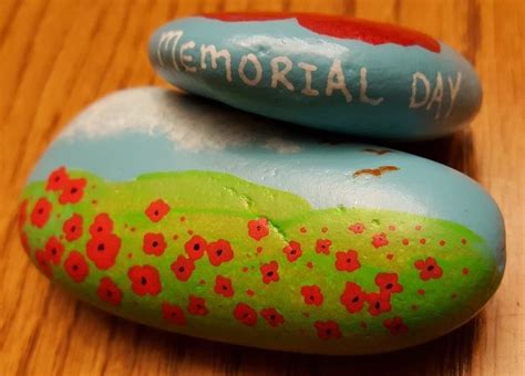 Painted Rocks Memorial Day Poppy Northeast Ohio Rocks