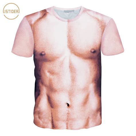 ISTider Summer New Mens Funny 3D Muscle T Shirt Tops Naked Personality