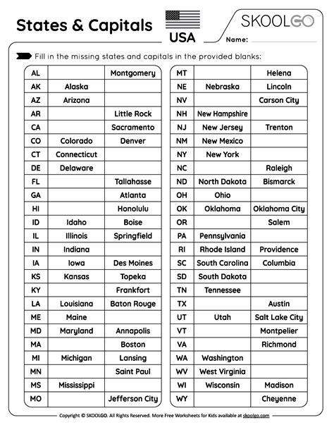 Free State And Capital Worksheet Download Free State And Capital Worksheet Png Images Free