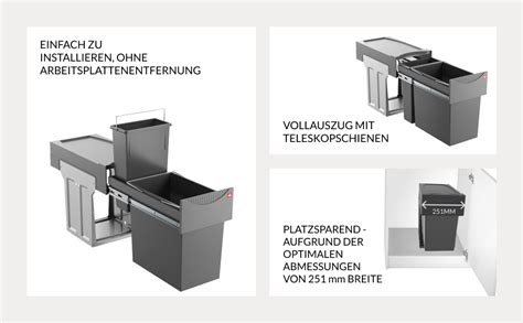 Hailo Abfallsammler Tandem 3666111 Einbau Mülltrenner mit 2 Fächern