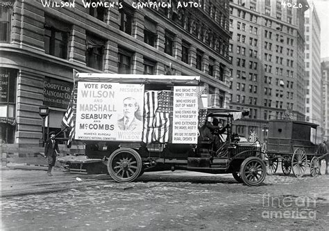 propaganda poster  wilson campaign car  bettmann