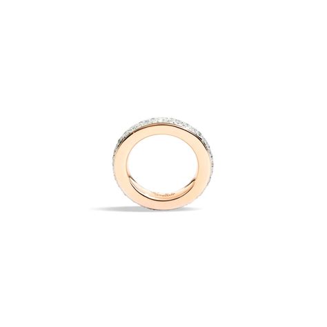 Anello Pomellato Iconica in Oro Rosa con Pavé di Diamanti Dobner