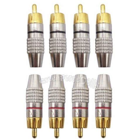 8 Pcs Gold Plated Solder Soldering Audio Video Rca Male Plug Adapter Connector Ebay