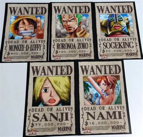 One Piece Wanted Poster Luffy Zoro Sanji Etc Set Anime Manga Rare