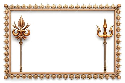 3d Trident And Om Symbol Border Concept As Horizontal Frame With