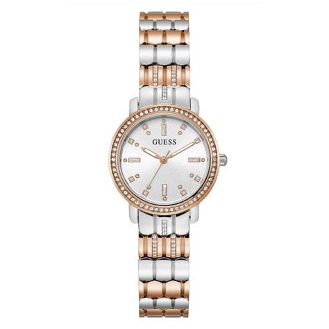 Guess Watches Guess Ladies Hayley Silver And Rose Gold Tone Stainless Steel Watch Watches From