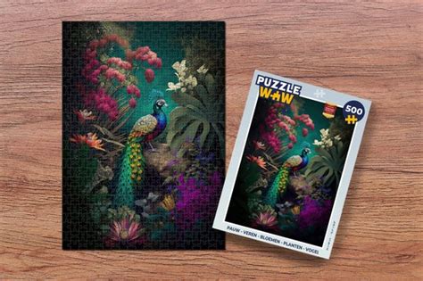 Puzzel Pauw Veren Bloemen Planten Vogel Legpuzzel Puzzel