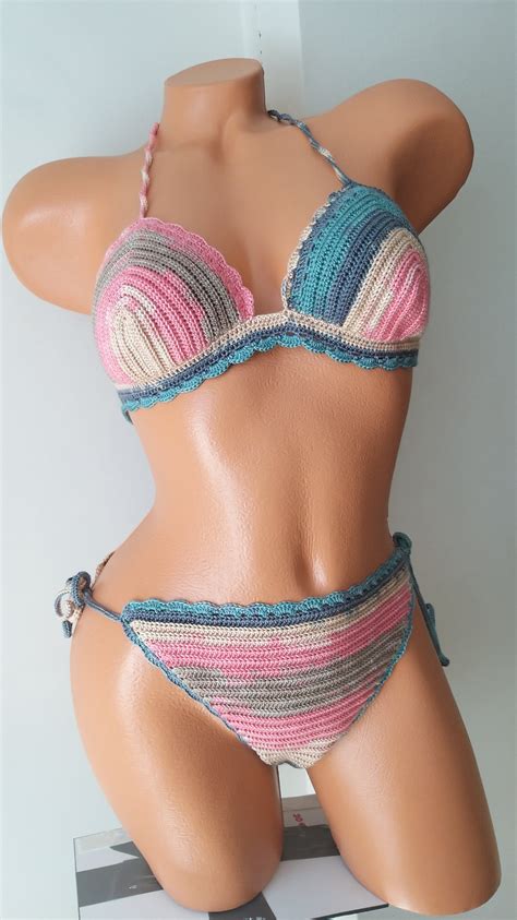 Bikini High Hip Crochet Bikini Set Brazilian Crochet Swimwear Crochet