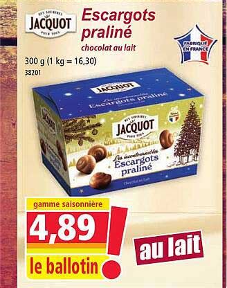 Promo Escargots Praliné Chocolat Au Lait Jacquot chez Norma iCatalogue fr