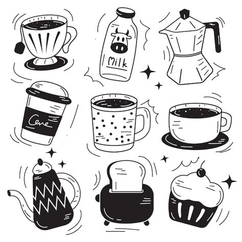 Vektor Illustration Symbol Kaffee Handgemalt Isolierter Hintergrund