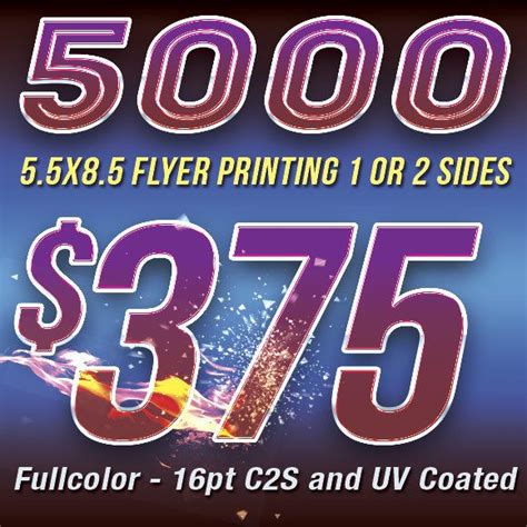 5000 Flyer Printing Custom 85x55 Full Color 16pt Stock Ultra