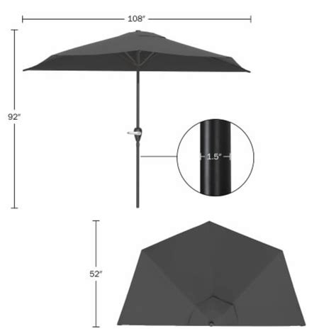 Pure Garden Half Umbrella Outdoor Patio Shade 9 Ft Patio Umbrella