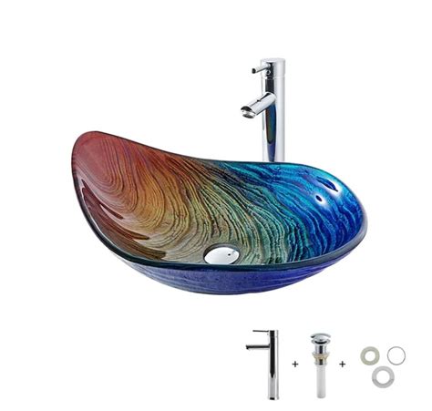 Rainbow Glass Basin Art Basin Tempered Glass Basin Countertop