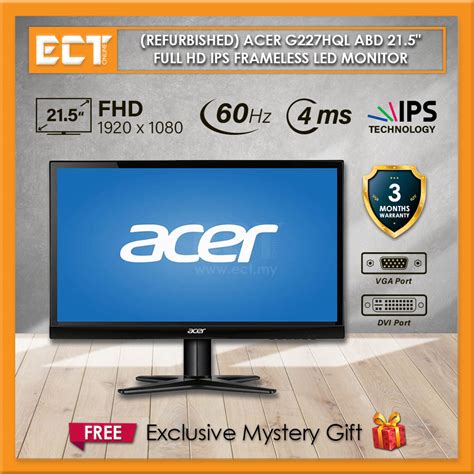 Refurbished Acer G Hql Abd Full Hd Ips Frameless Led Monitor