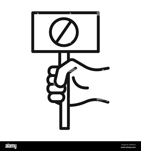 Protest Banner In Hand Icon Vector Symbol Or Sign Set Collection In Black And White Outline