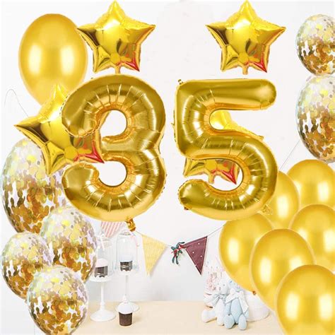 Buy 35th Birthday Decorations Party Supplies 35th Birthday Balloons Gold Number 35 Mylar Balloon