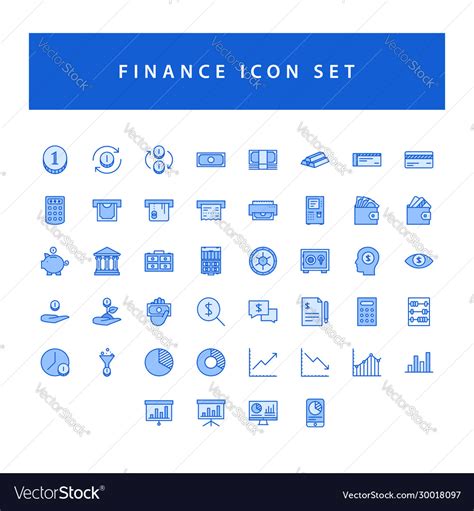 Business And Finance Icon Set With Filled Outline Vector Image