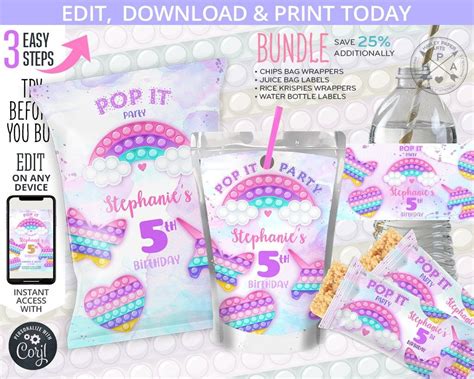 Pink Invitations Digital Invitations Capri Sun Juice Birthday Party