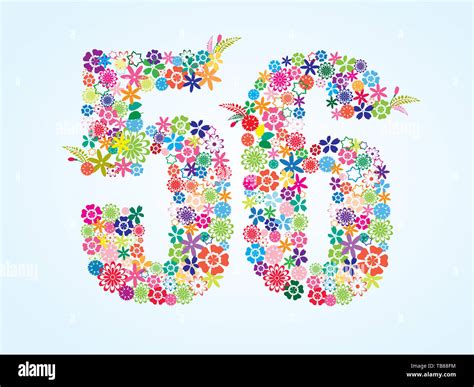 Vector Colorful Floral Number Design Isolated On White Background