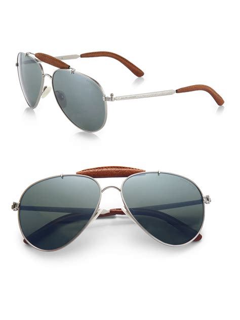 Ralph Lauren Metal Aviator Sunglasses in Brown - Lyst