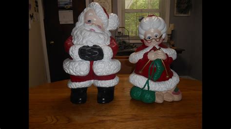 Vintage Atlantic Mold Ceramic Mr And Mrs Santa Claus Figurines YouTube