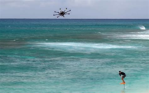 Drone Tow In Surfing With A Foil Board