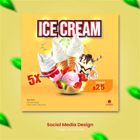 Dise O De Helados De Post Social M Nimo Vector Premium