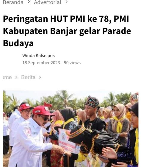 Peringatan HUT PMI Ke 78 PMI Kabupaten Banjar Gelar Parade Budaya