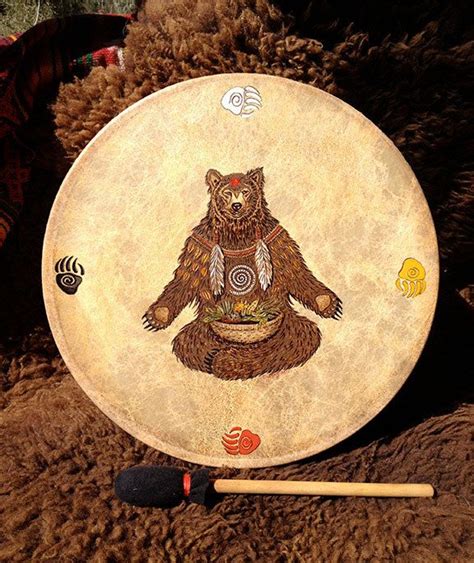 Healing Drum Mama Bear Medicine Native American Style Hoop Drum With