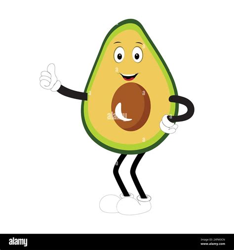 Cartoon Avocados Mascot Characters Hand Drawn Doodle Style Cartoon