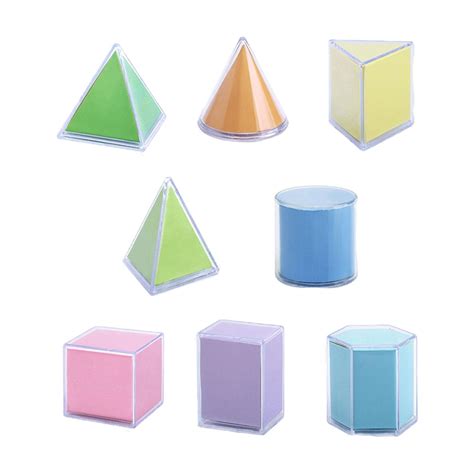 8x Transparent Geometric Shapes Blocks Montessori Toys Stacking Game