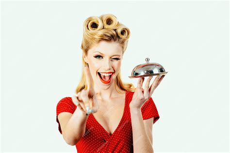 Premium Photo Pinup Girl With Service Tray Serving Presentation