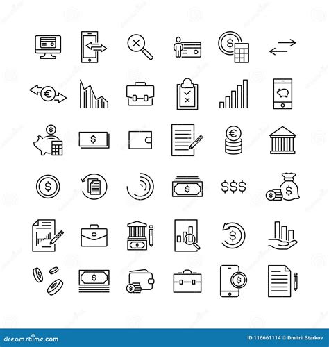 Set Of Banking Thin Line Icons Stock Vector Illustration Of Banking Chart 116661114