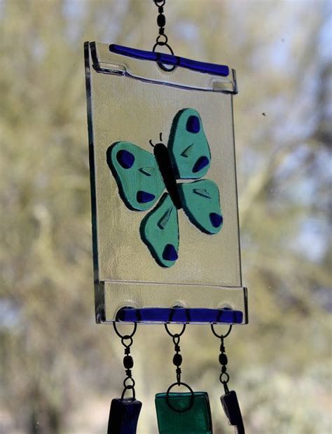 Fused Glass Butterfly Widchime Wind Chimes