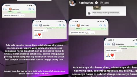 Terkuak Harris Vriza Bongkar Isi Chat Lesti Billar Kompak Minta Doa