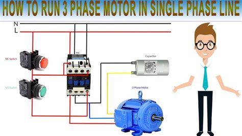 Wiring Capacitor for 3 Phase Motor in Single Phase Line