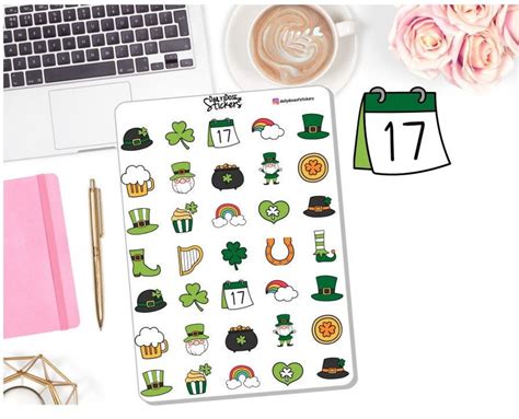 New St Patricks Day Decor Clipart Set St Patricks Stickers St Patricks Day Planner Stickers