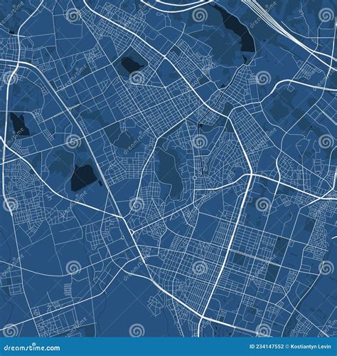 Detailed Vector Map Poster Of Suwon City Linear Print Map Skyline