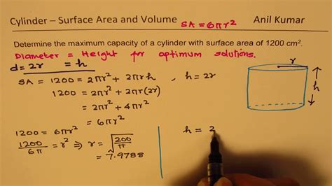 Optimum Size Of Cylinder Maximum Volume Minimum Surface Area YouTube